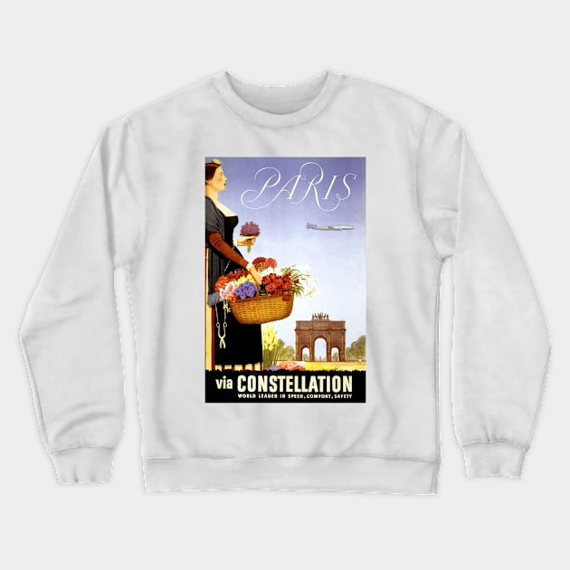 Vintage Travel Poster France Paris Crewneck Sweatshirt by vintagetreasure